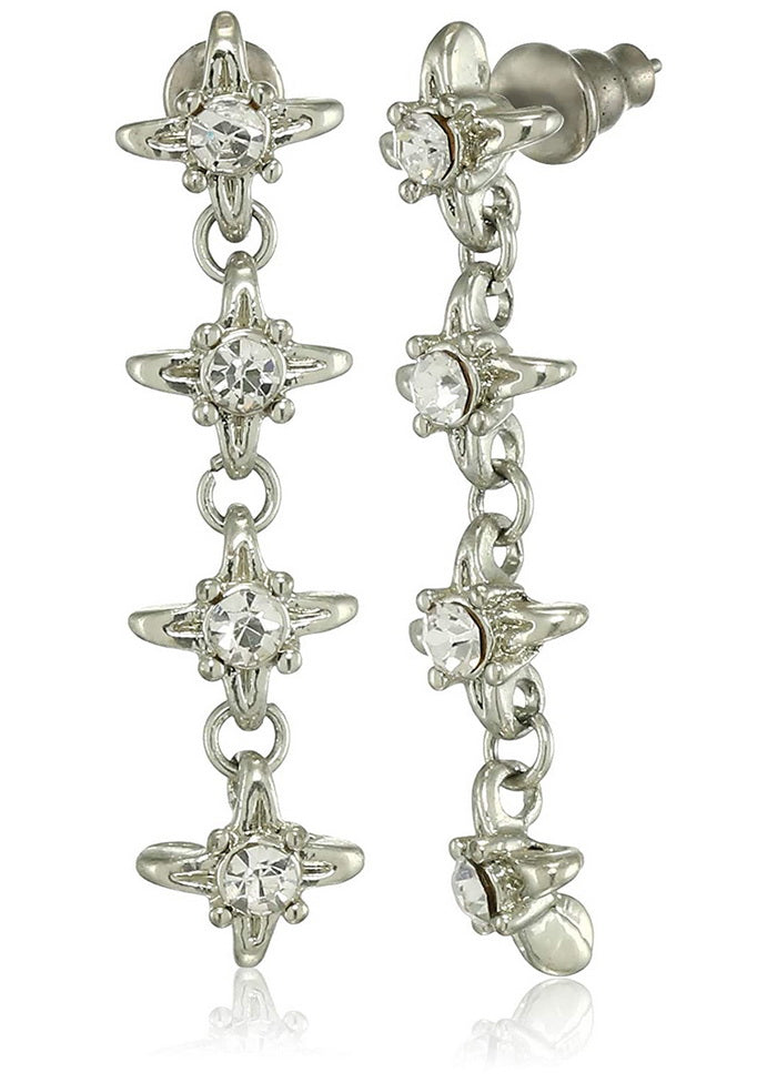 Estele 24 Kt Gold Plated Bloom Crystal Dangle Earrings - Indian Silk House Agencies