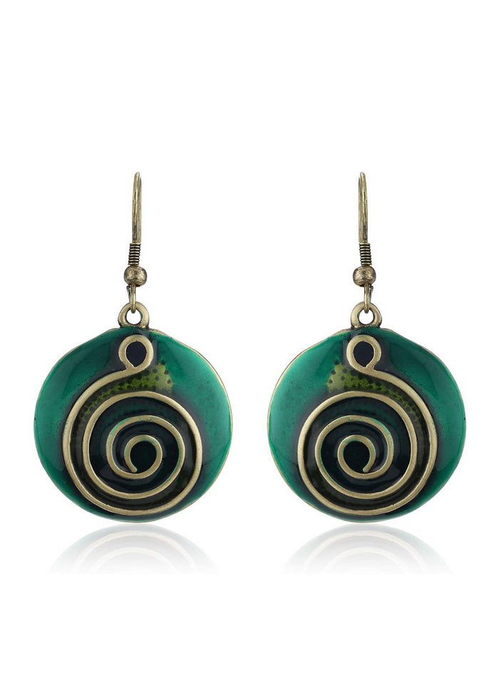 Estele Brass Plated Swirl on Coin Drop Earrings for Girls and Women - Indian Silk House Agencies