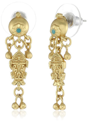 Estele 24 Kt Oxidized Gold Plated Antique Matsya Dangle Earrings - Indian Silk House Agencies