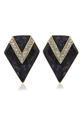 Estele 24KT Non Precious Metal Gold And Silver Plated stud earrings with Purple colour enamel embell - Indian Silk House Agencies