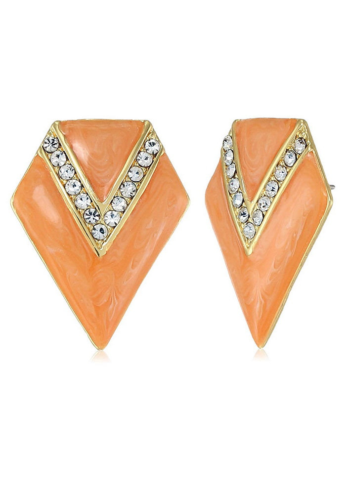 Estele orange Colour trending Button Studs for women - Indian Silk House Agencies