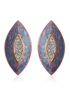 Estele 24Kt Gold And Silver Plated Oval Shaped Enamel Stud Earrings For Women - Indian Silk House Agencies