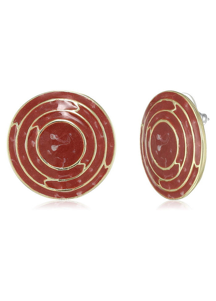 Estele Concentric circle red button studs for women - Indian Silk House Agencies