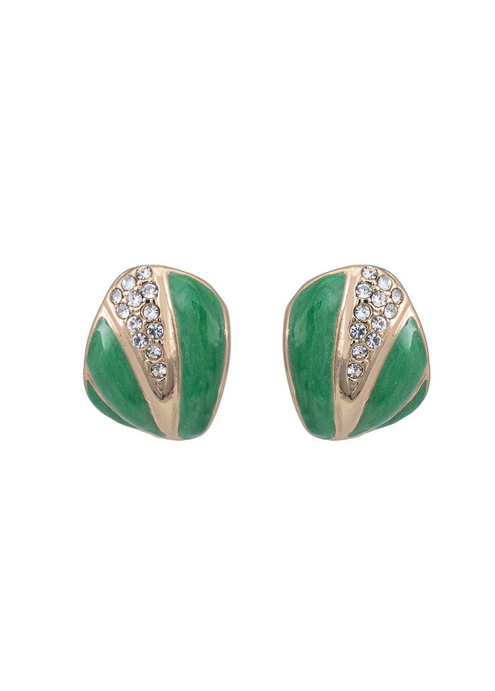 Estele 24 Kt Gold Plated Green colour fancy latest Mosaic Studs for women - Indian Silk House Agencies