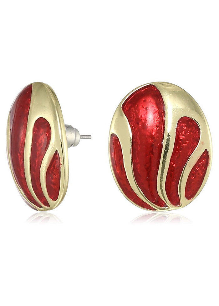 Estele Gold Plated and red enamel fashionable studs for women - Indian Silk House Agencies