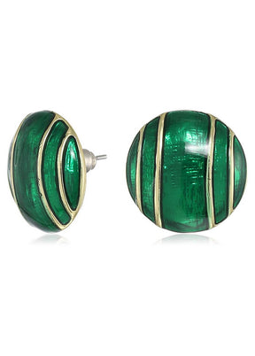 Estele 24 Kt Gold Plated And Green Round Latest Studs For Women - Indian Silk House Agencies