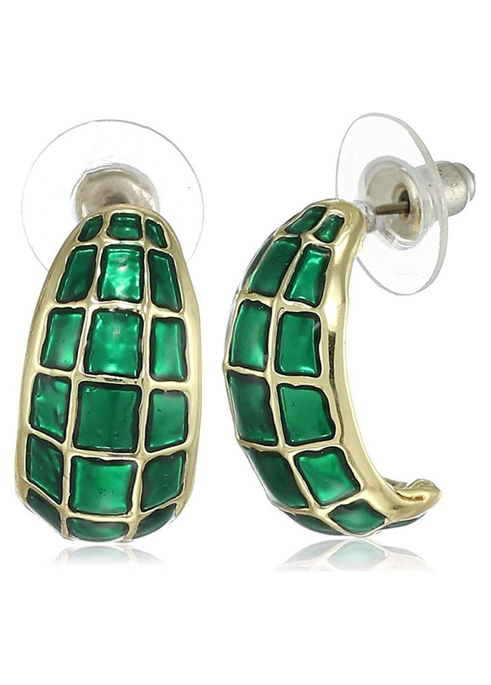 Estele 24 Kt Gold Plated Green and gold plates box trendy design studs for women - Indian Silk House Agencies