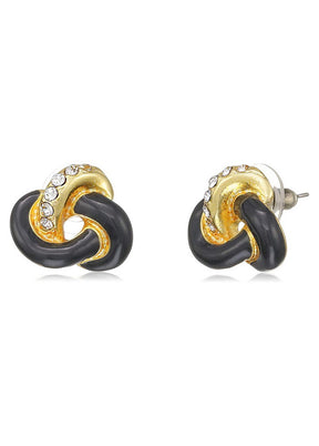 Estele Black colour interlocked fancy earrings for women - Indian Silk House Agencies