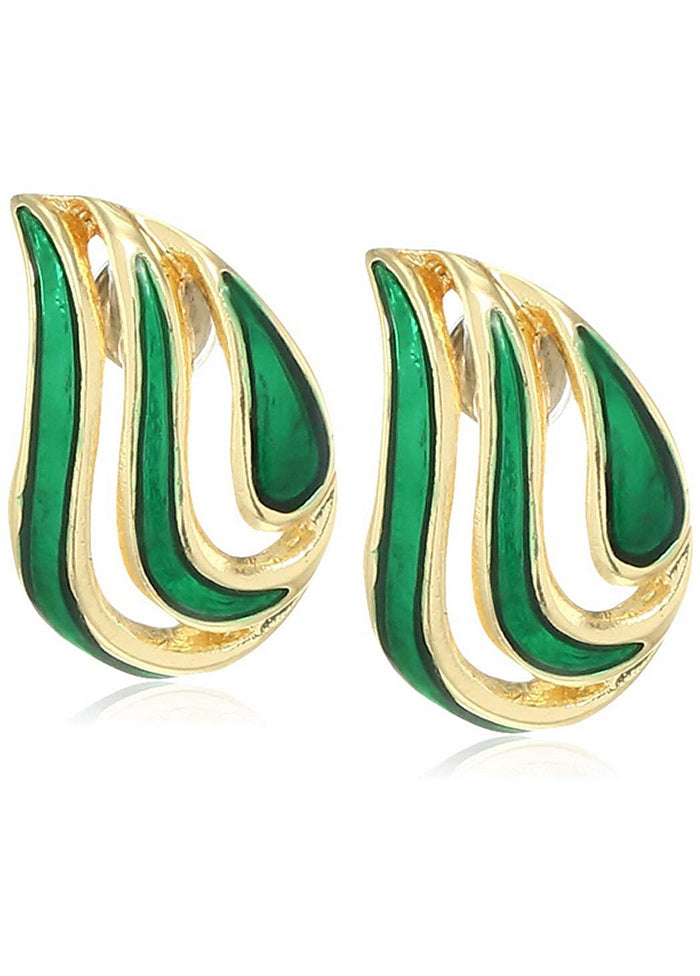 Estele Fashionable green and gold plated studs for women - Indian Silk House Agencies