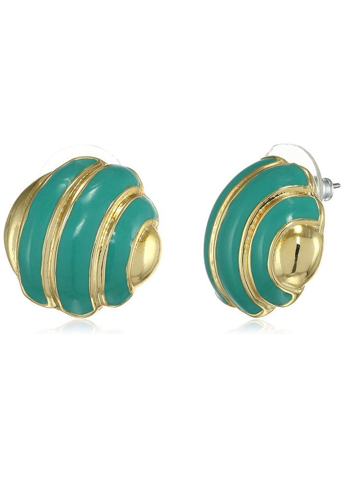Estele Circular Alternate Green And Gold Plated Stud Earrings For Women - Indian Silk House Agencies