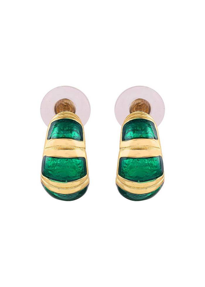 Estele Fancy trendy green and gold plated stud earrings for women - Indian Silk House Agencies