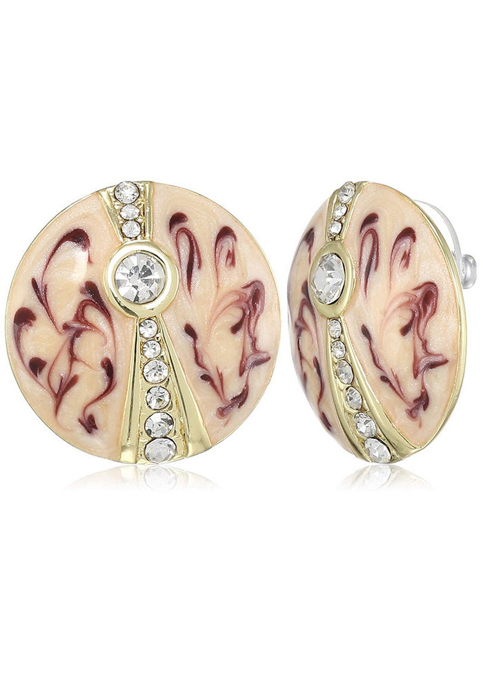 Estele White stone and beige colour mosaic fancy studs for women - Indian Silk House Agencies