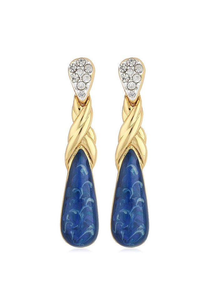 Estele Non Precious Metal 24Kt Gold And Silver Tone Plated Austrian crystal Stone with Blue enamel d - Indian Silk House Agencies