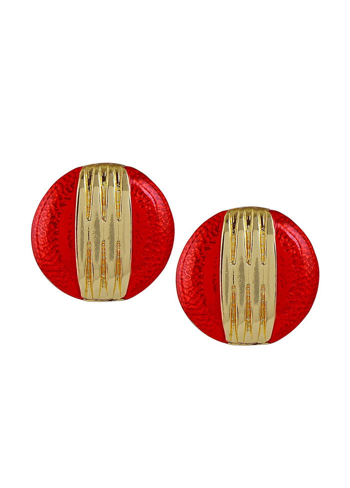 Estele Red fancy and gold plated stud earring for women - Indian Silk House Agencies