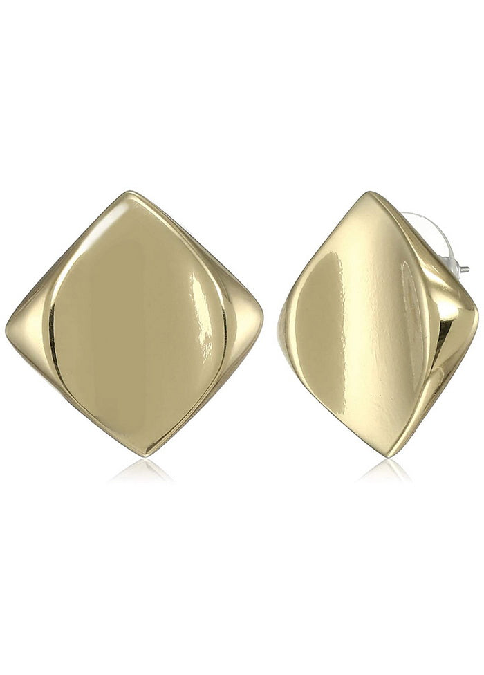 Estele Shiny smooth gold plated diamond shaped stud earrings for women - Indian Silk House Agencies