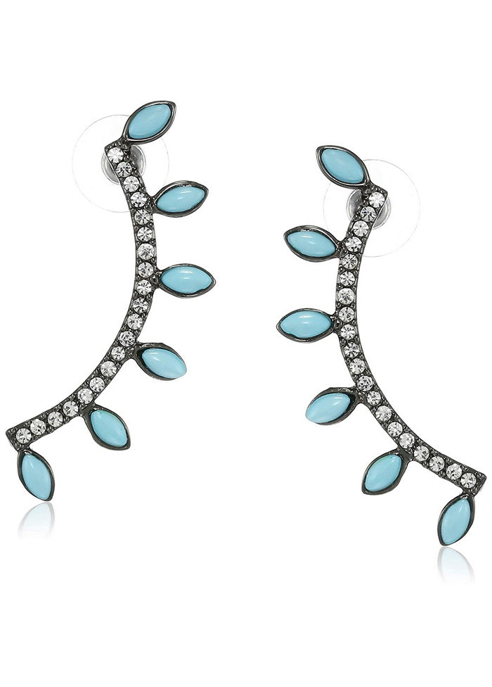 Estele Zinc Ally Oxidized Silver Plated Blue marquiese studded Ear Cuffs For Girls - Indian Silk House Agencies