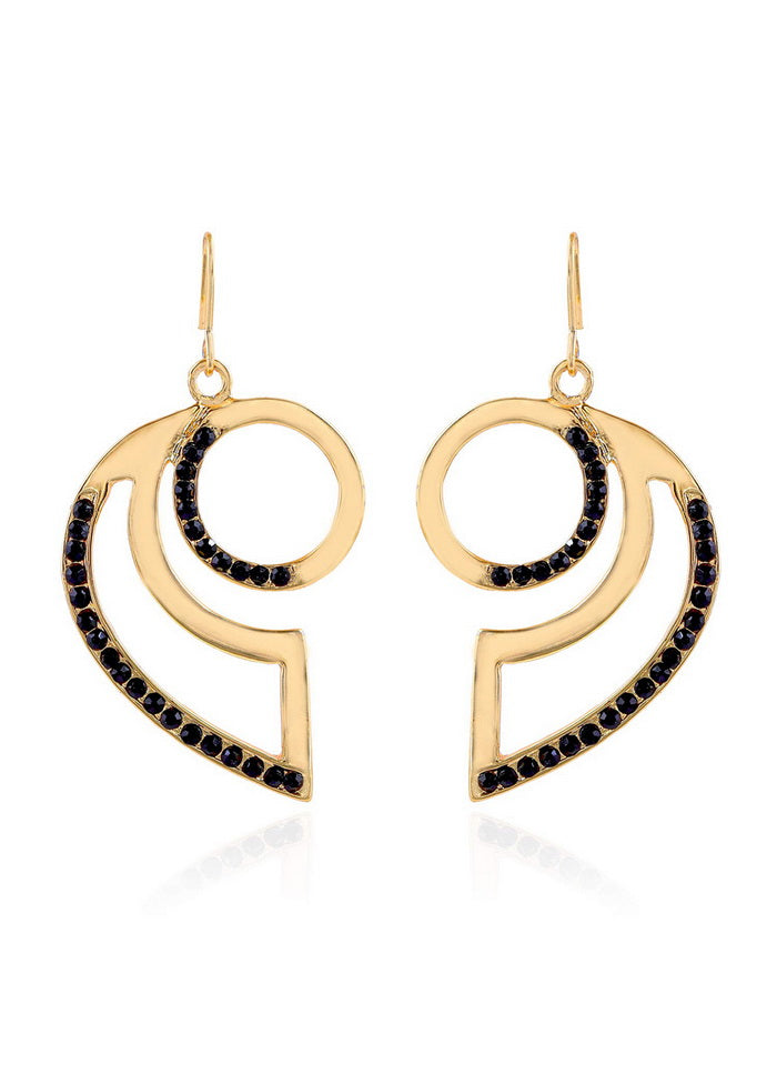Estele Gold Tone Oval Shape Crystal Dangle Earrings - Indian Silk House Agencies