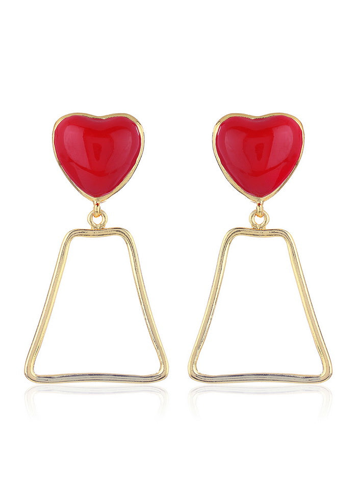 Estele All Red Heart Fashion Trendy Gold plated Earrings for women - Indian Silk House Agencies