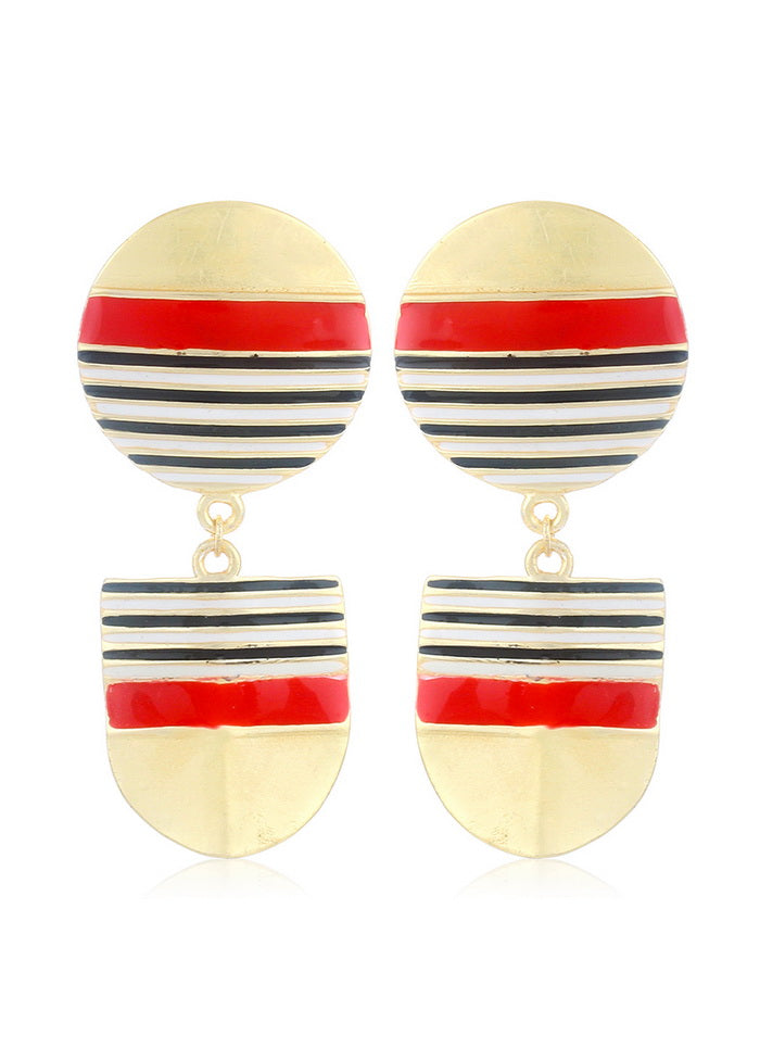 Estele Gold Tone Plated Nautical Red Earrings - Indian Silk House Agencies