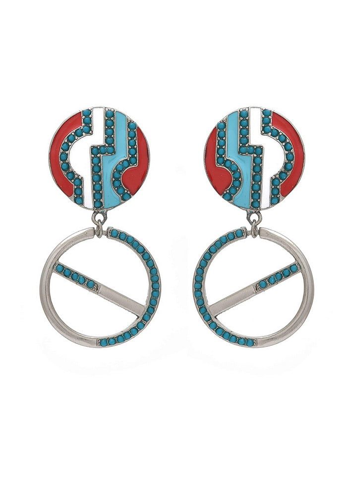 Estele Circle shape Mosaic print Dangle partywear Earrings for women - Indian Silk House Agencies