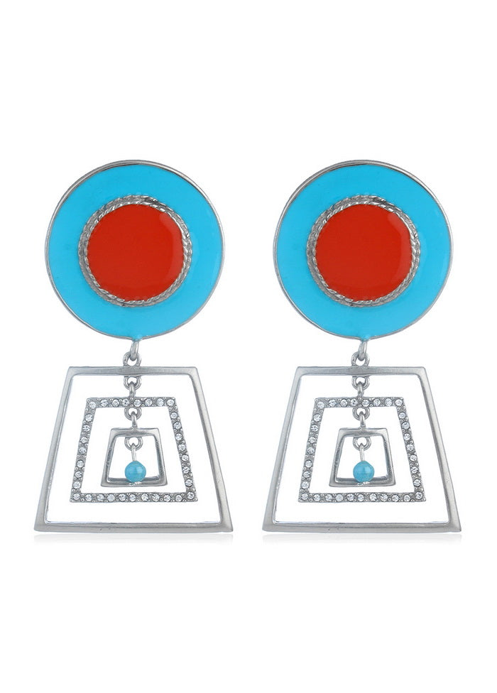 Estele Silver Tone Plated Colorful Geometric Earring - Indian Silk House Agencies
