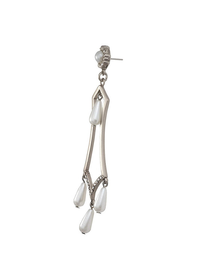 Estele silver Oxidised Pearl Drop Earrings for women - Indian Silk House Agencies