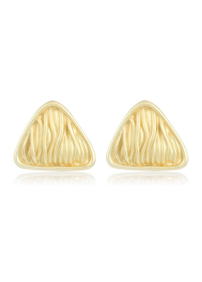 Estele Imitation Gold Tone Plated Triangle Modal textured stud Earrings - Indian Silk House Agencies