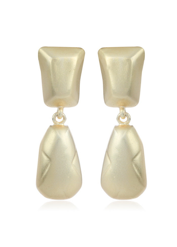 Estele Gold Tone Designer rhomboid chunky Dangle Earrings - Indian Silk House Agencies