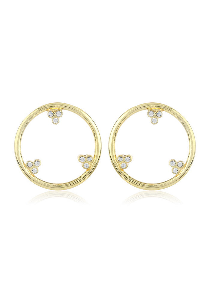 Estele Non Precious Metal Gold plated Round Modal crystal studded hoop earring for Girls Womens - Indian Silk House Agencies