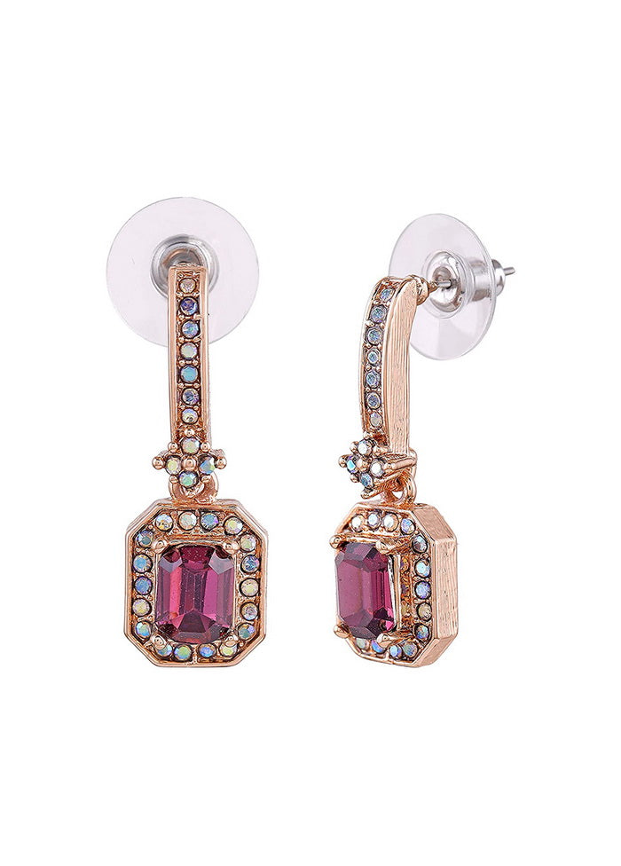 Estele Purple lusture stone drop latest earrings for women - Indian Silk House Agencies