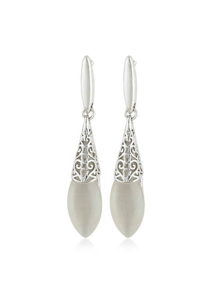 Estele white goemetric shaped hanging latest fashion earrings for women - Indian Silk House Agencies