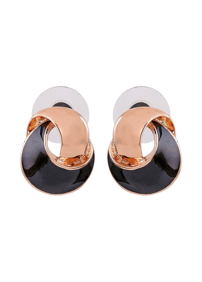 Estele Non Precious Metal 24Kt Rose Gold plated White Enamel stud Earrings for Girls Womens - Indian Silk House Agencies