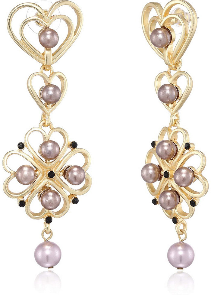 Estele Girls Womens Silver Tone Plated Brass Metal Pearl and Stone Earrings - Indian Silk House Agencies