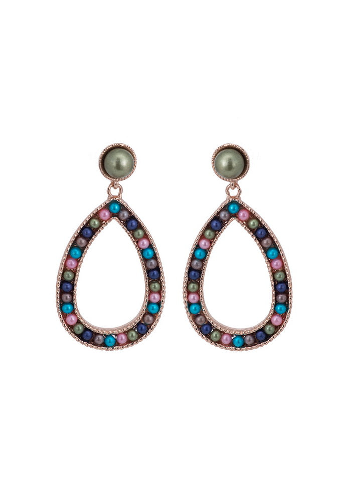 Estele Gold Tone Plated Non Precious Metal Multicolour Pearl Bead Earrings for Women - Indian Silk House Agencies