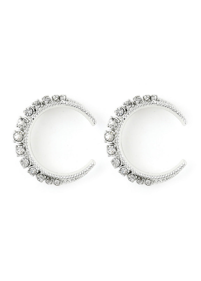 Estele White colour Stone Crescent Earrings for women - Indian Silk House Agencies