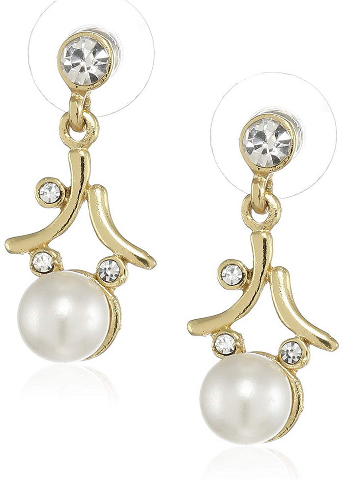 Estele 24 Kt Gold Plated Pearl Swing Crystal Drop Earrings - Indian Silk House Agencies