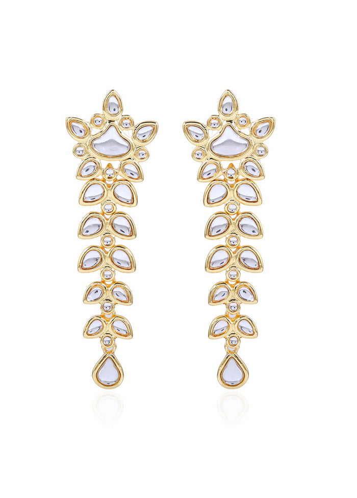 Estele Gold Plated Kundan Drop Earrings Peary Wear Traditional Dangle and Drop Earrings - Indian Silk House Agencies
