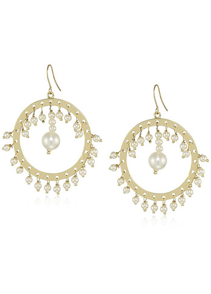 Estele Gold Plated Pearl Chandbali Hoop Earring for Women - Indian Silk House Agencies