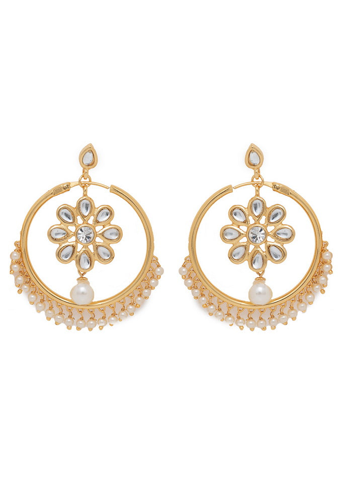 Estele gold plated round trendy hangings with mirror for women - Indian Silk House Agencies