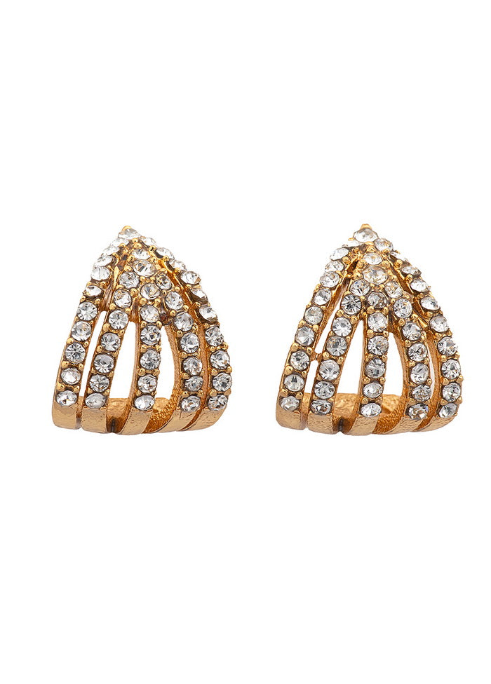Estele 24 Kt Gold Plated Crystal Line Half huggie Earrings for Girls - Indian Silk House Agencies