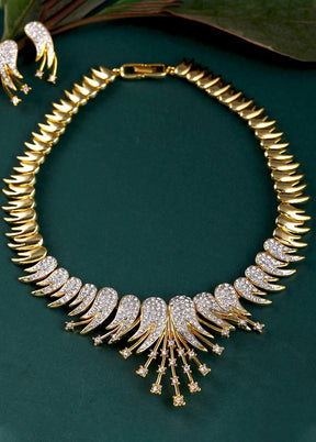 Gold And Rhodium Plated Signature Starbust Necklace Set - Indian Silk House Agencies