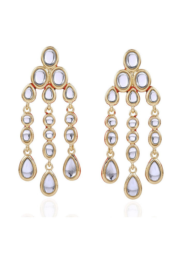 Estele Gold Plated Kundan Drop Earrings Peary Wear Traditional Dangle And Drop Earrings For Women G - Indian Silk House Agencies