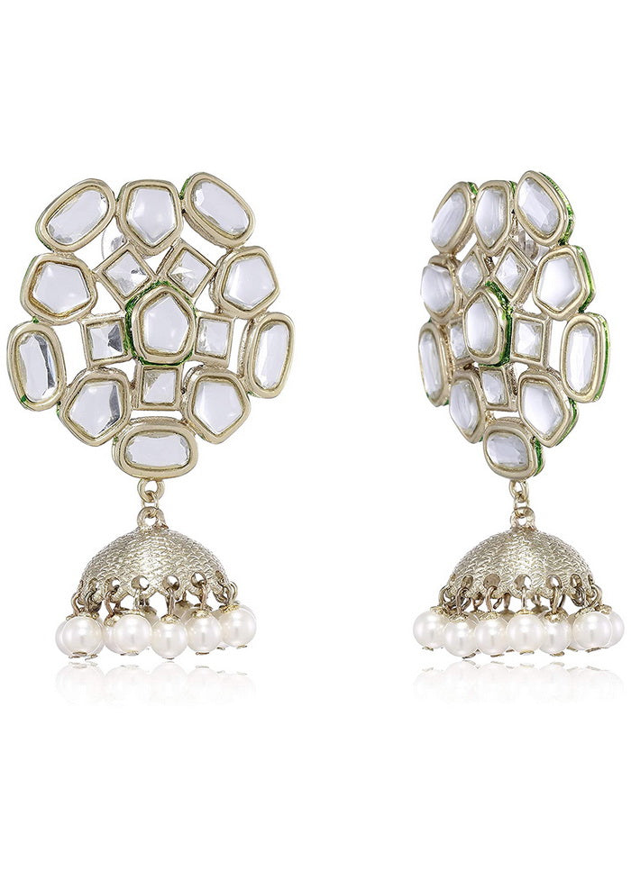 Estele Ethnic White Mirror Kundan Jhumki For Women - Indian Silk House Agencies