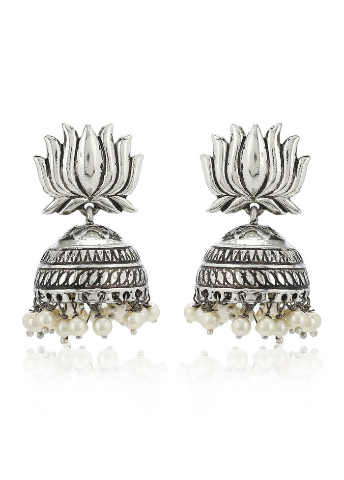 Estele traditional silver plated oxidised jhumki earrings - Indian Silk House Agencies