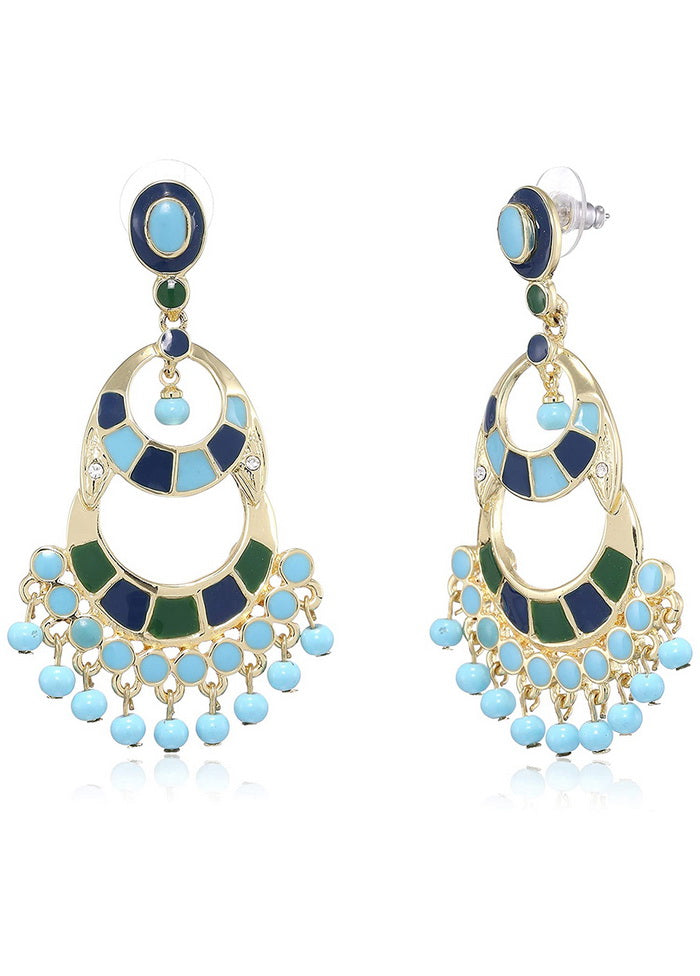 Estele Blue colour enamel Dangle earrings for women - Indian Silk House Agencies