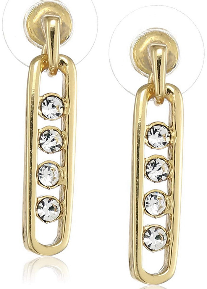 Estele 24 Kt Gold Plated Crystal Pea Pod Drop Earrings_7881 - Indian Silk House Agencies