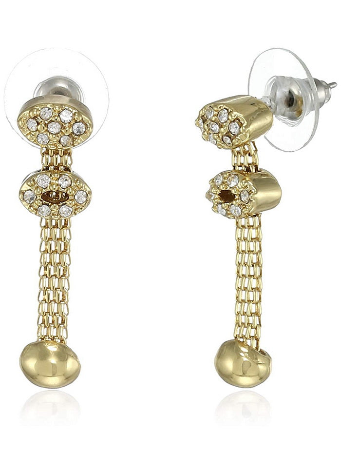 Estele 24 Kt Gold Plated Chain Crystal Eye Dangle Earrings - Indian Silk House Agencies