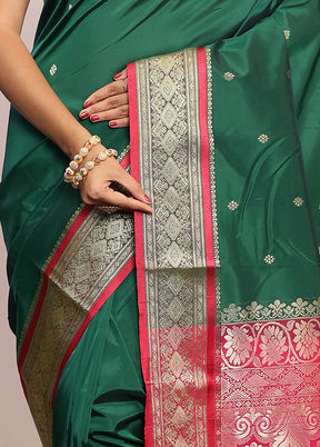 Green Kanjivaram Silk Saree With Blouse Piece - Indian Silk House Agencies