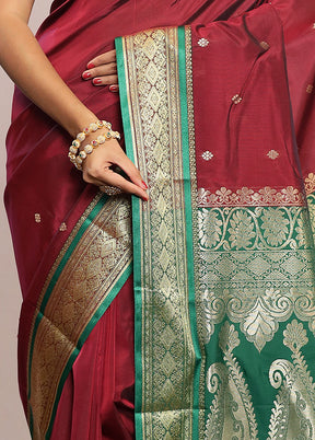 Maroon Kanjivaram Silk Saree With Blouse Piece - Indian Silk House Agencies