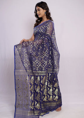 Blue Tant Cotton Saree Without Blouse Piece - Indian Silk House Agencies